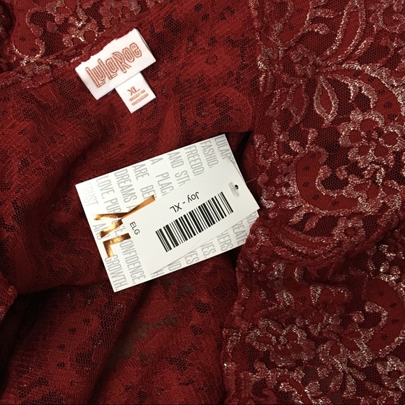 LuLaRoe frosted ruby red lace elegant Joy vest - Picture 2 of 7